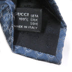Gucci 100% Silk GG Logo All-over Pattern Cles Str Wide Tie Light Blue — view 7