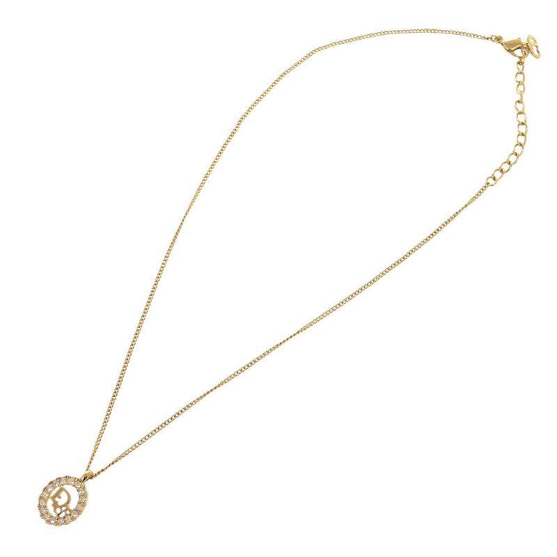 Christian Dior Vintage Logo Stone Gold Necklace Accessory 0898 — view 3