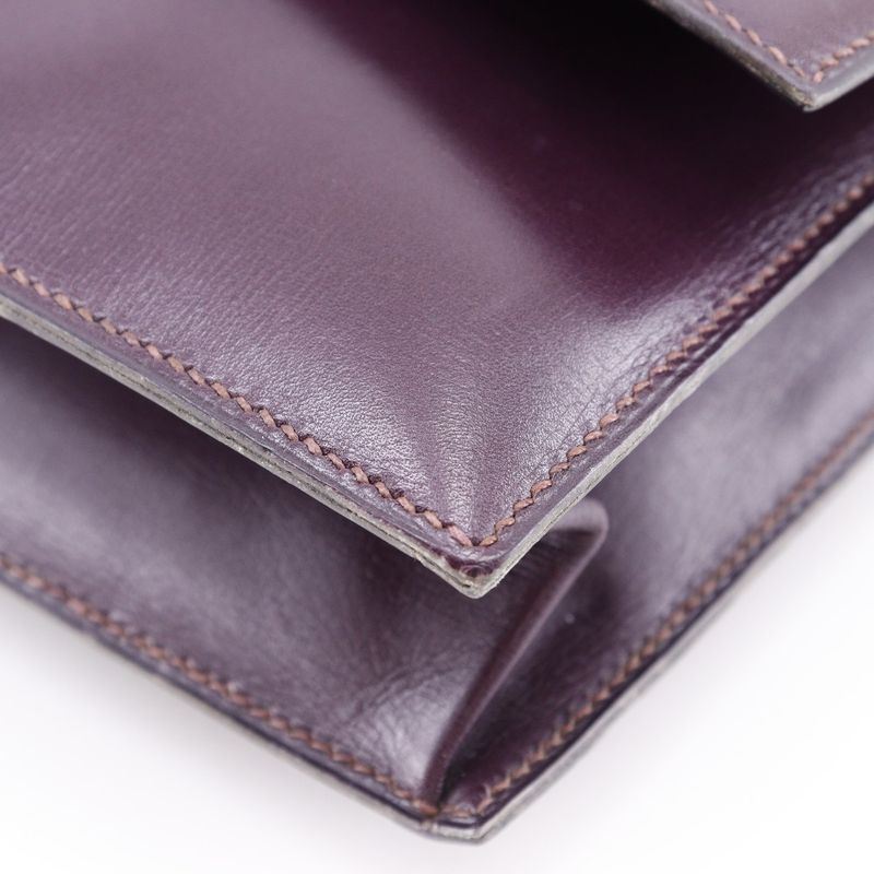 Hermes Faco Vintage Box Calf Bordeaux I Clutch Bag — view 5