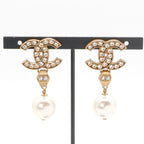 Chanel Earrings Gold Coco Mark Rhinestone — view 7