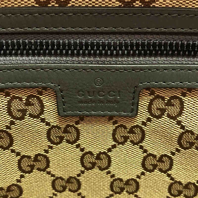Gucci Drawstring Leather Tote Bag Lined With GG Total Logo Gray — view 4