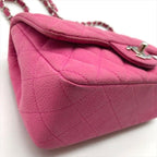 Chanel CC Logo Turnlock Soft Caviar Leather Mini Quilted Chain Shoulder Bag Pink — view 5