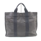 Hermes Her Line Herbag MM Silver Hardware Serie Button Canvas Tote Bag Gray — view 2