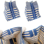 Hermes Striped Cotton Ivory Blue Pouch 0453 — view 7