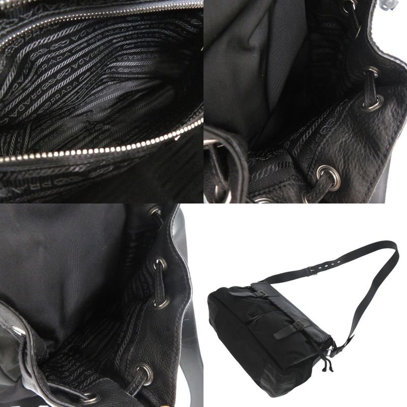 Prada Messenger Bag Bt0582 Crossbody Leather Nylon Nero 1191 — view 6