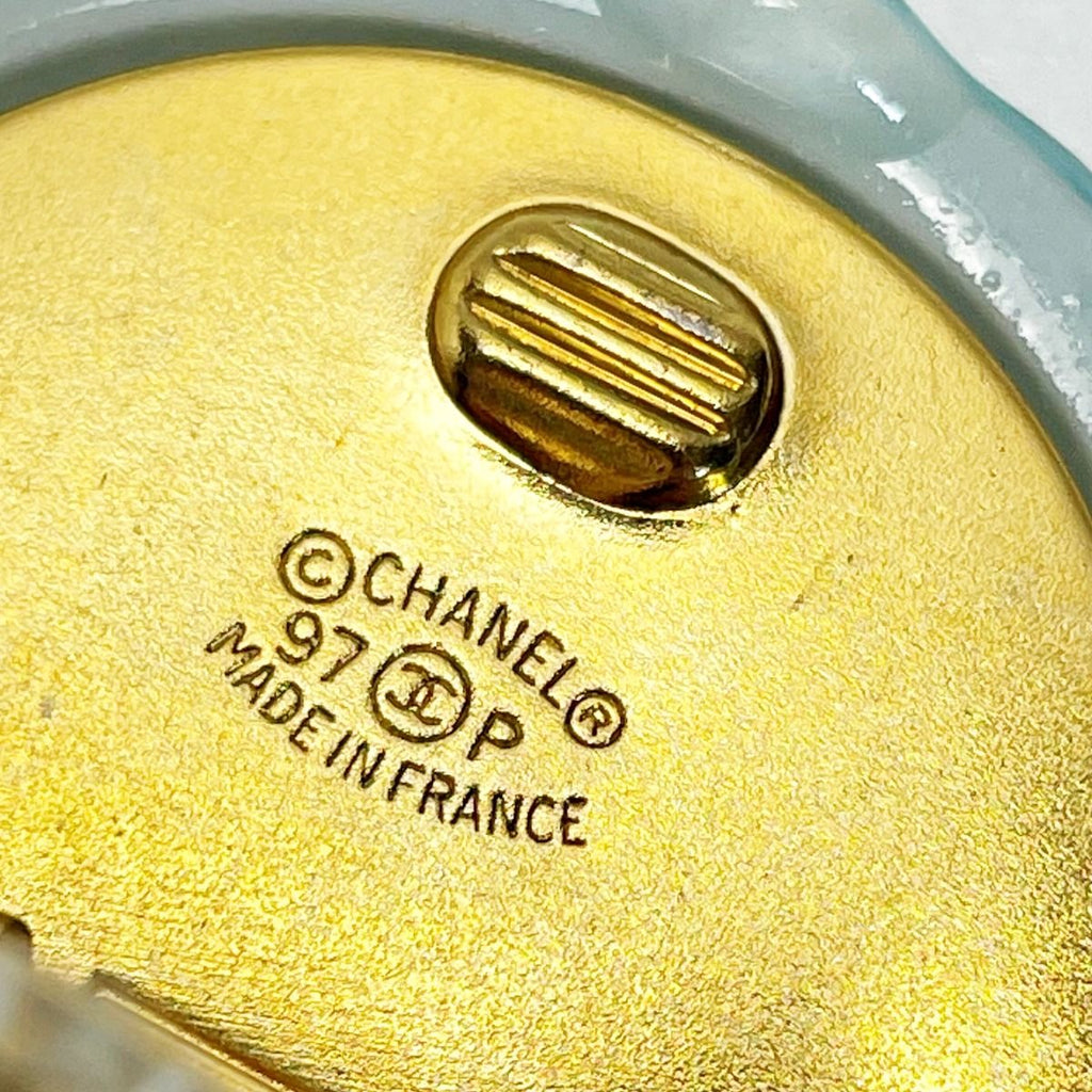Chanel Coco Mark Light Blue Earrings Pottery GP Vintage Accessories — view 7