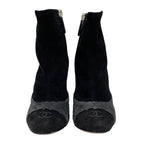 Chanel Boots Short Shoes Suede Black Gray Coco Mark Quilted — view 2