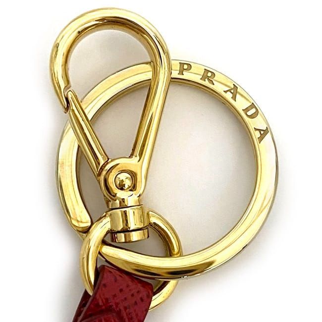 Prada Logo Key Ring Red Saffiano 1 Pp067 Leather — view 5
