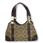 Gucci Handbag Horsebit Canvas Leather Beige Brown Gold Hardware Casual — view 3