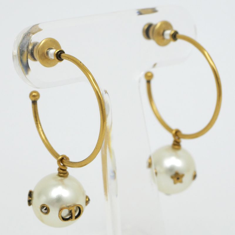 Dior Hoop Earrings Faux Pearl Accessories — view 3