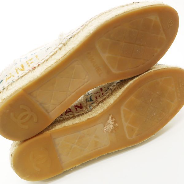 Chanel Espadrilles Linen 39 Hemp Logo Slip-on Flat Shoes — view 7