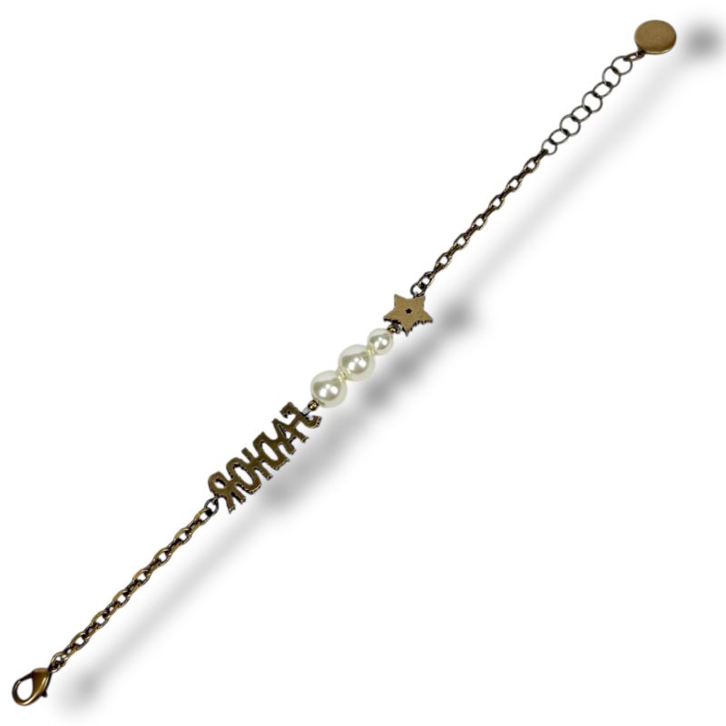 Christian Dior Bracelet Gold Hardware Pearl Star Rhinestone Vintage Work — view 5