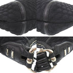 Gucci GG Logo Fringe Bamboo One Shoulder Bag Horsebit Hobo Nylon Leather — view 7