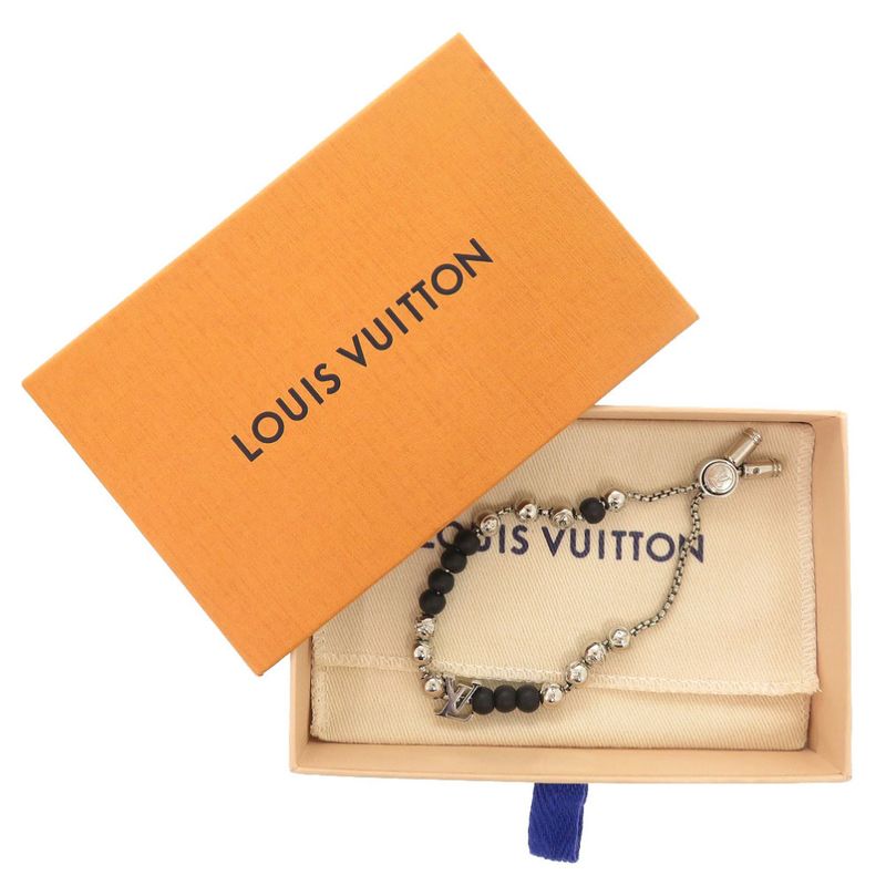 Louis Vuitton Beaded Bracelet Monogram Metal Silver — view 3