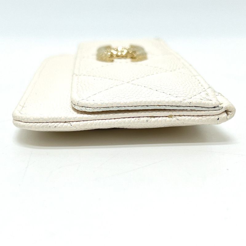 Chanel Long Wallet Coco Mark Caviar Leather White — view 3