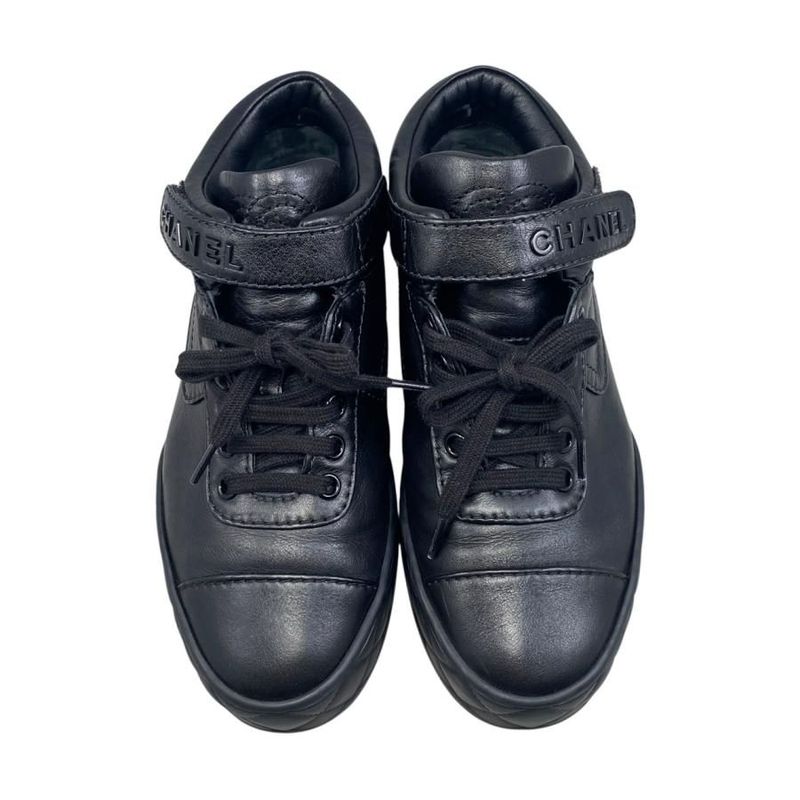 Chanel Sneakers Velcro High Cut 36 Size Quilted Coco Mark Logo Black — view 5