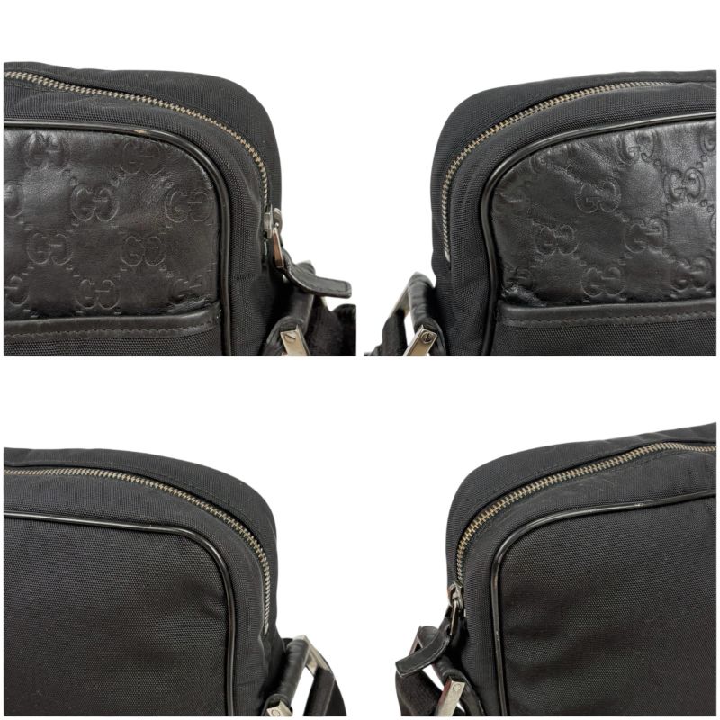 Gucci Crossbody Bag Shoulder Black Cima Leather GG Pattern Nylon Canvas — view 4