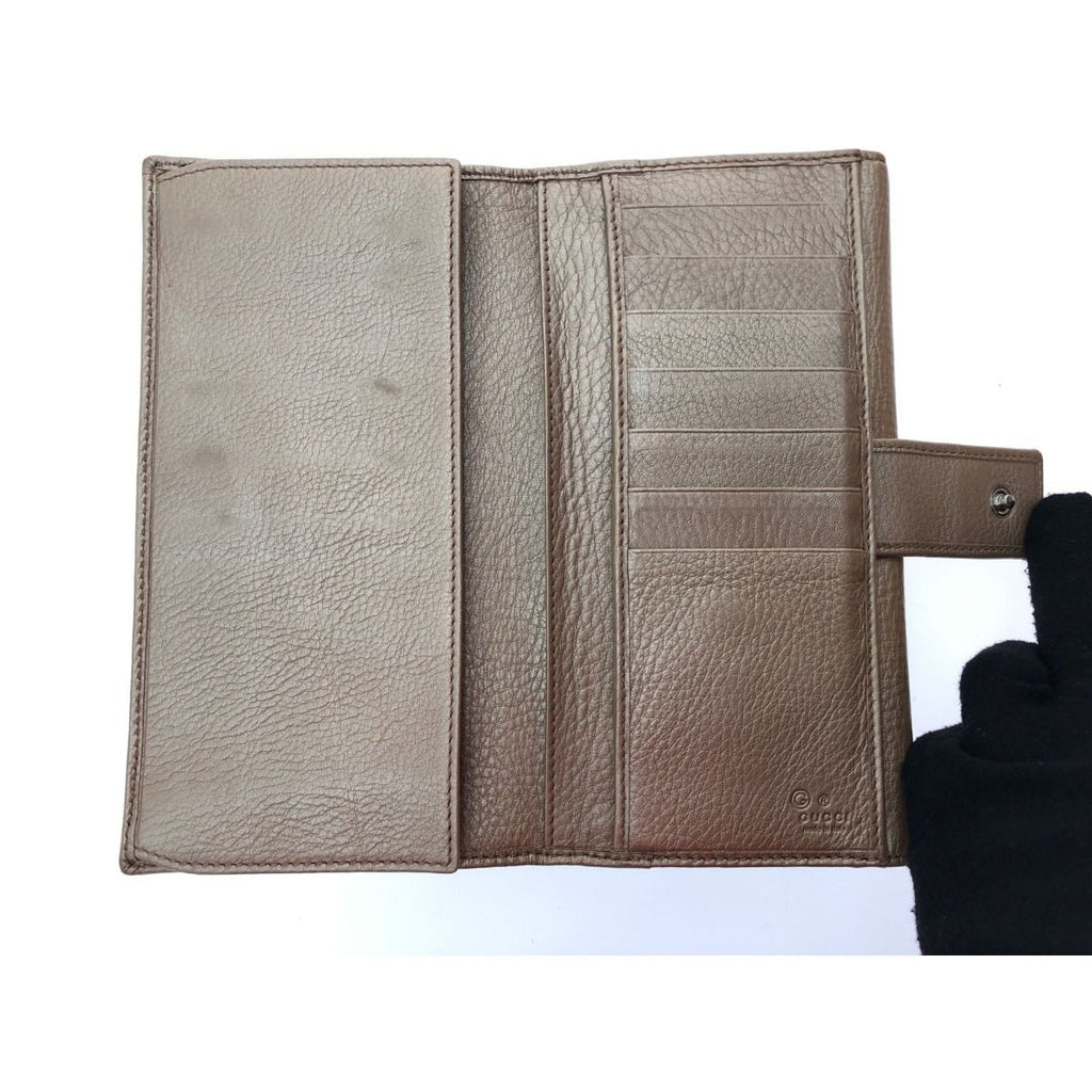 Gucci Long Wallet Interlocking G W Hook Leather Beige — view 5