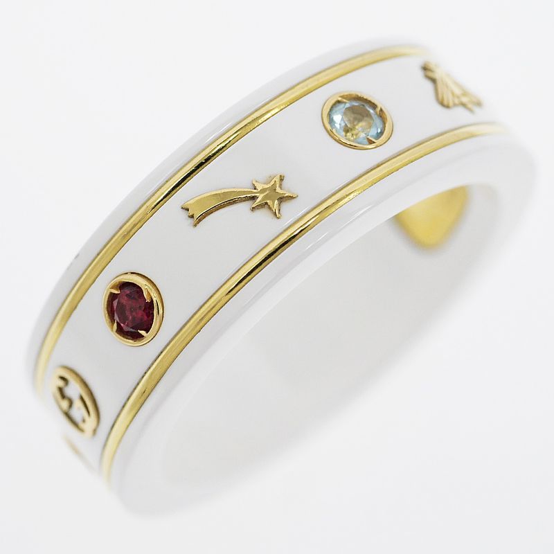 Gucci Icon Ring With Gemstone White Zirconia 750 YG Gold No 18 Jewelry — view 9