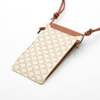 Celine Triomphe Phone Case Leather Brown White