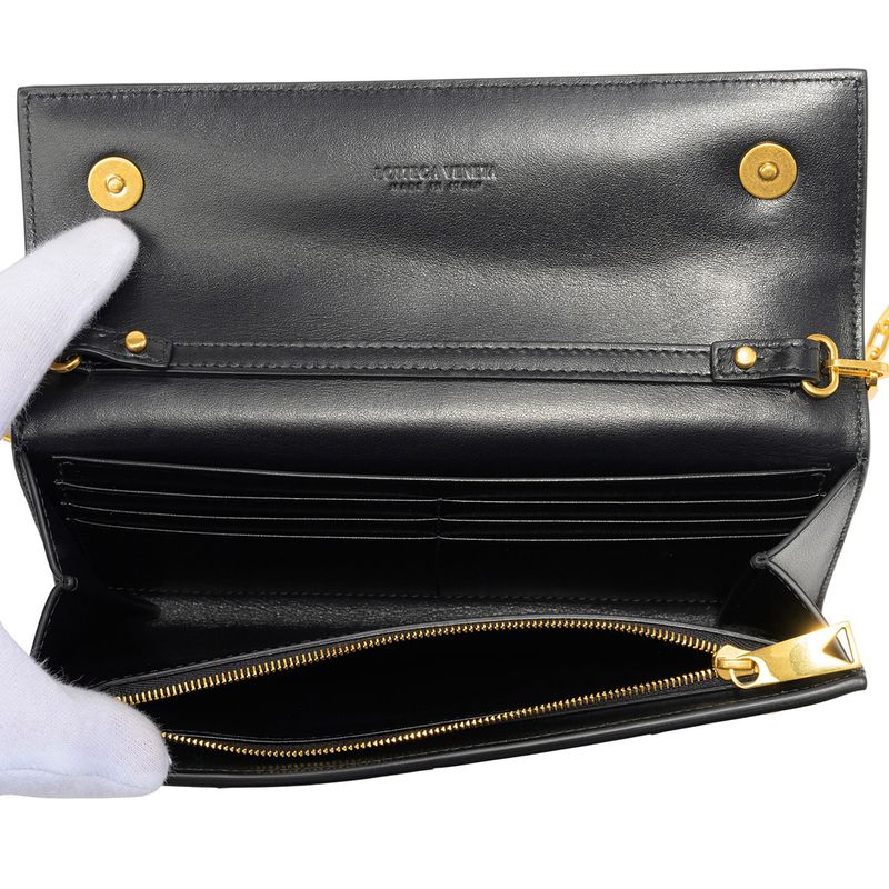 Bottega Veneta Long Wallet Leather Chain Nero — view 5