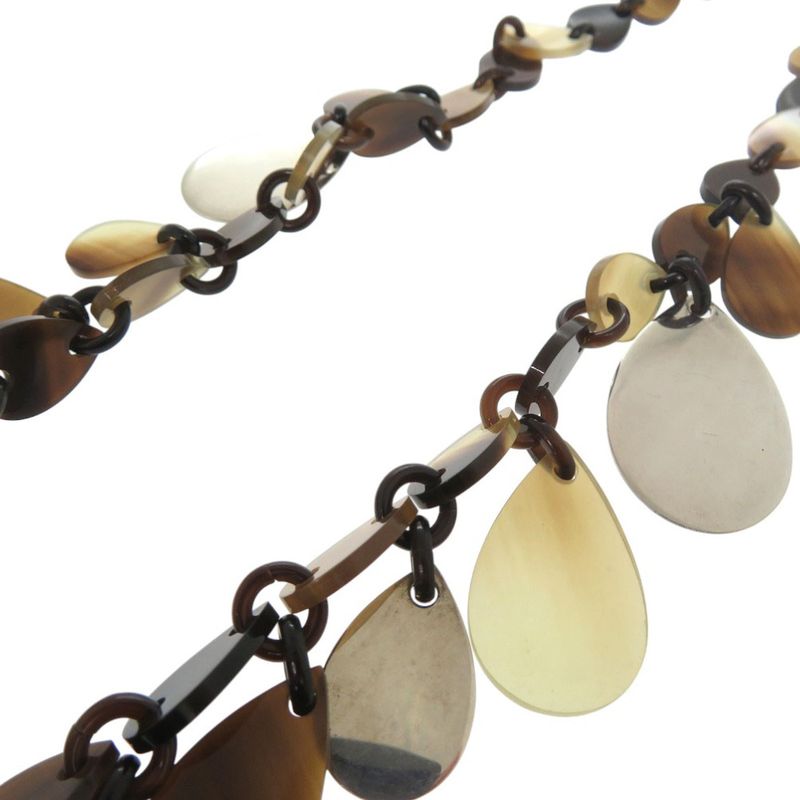 Hermes Large Horn Necklace Teardrop Buffalo Silver 925 Brown 1458 — view 4