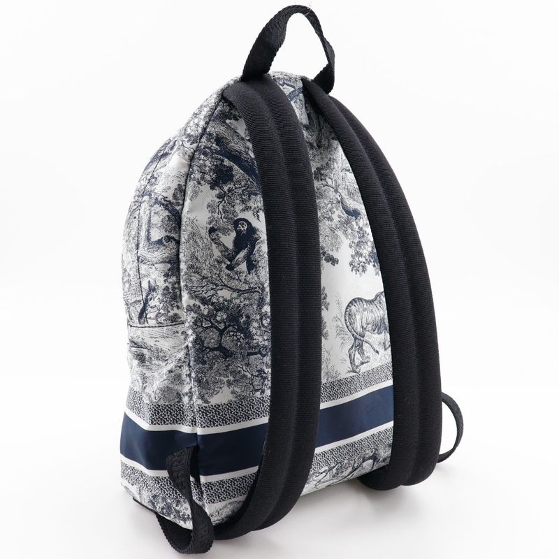 Christian Dior Small Backpack Toile de Jouy M6108 Sntj Nylon Black White — view 3