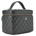 Chanel Quilted Vanity Handbag Caviar Leather Black With Gold Hardware Bag — view 4