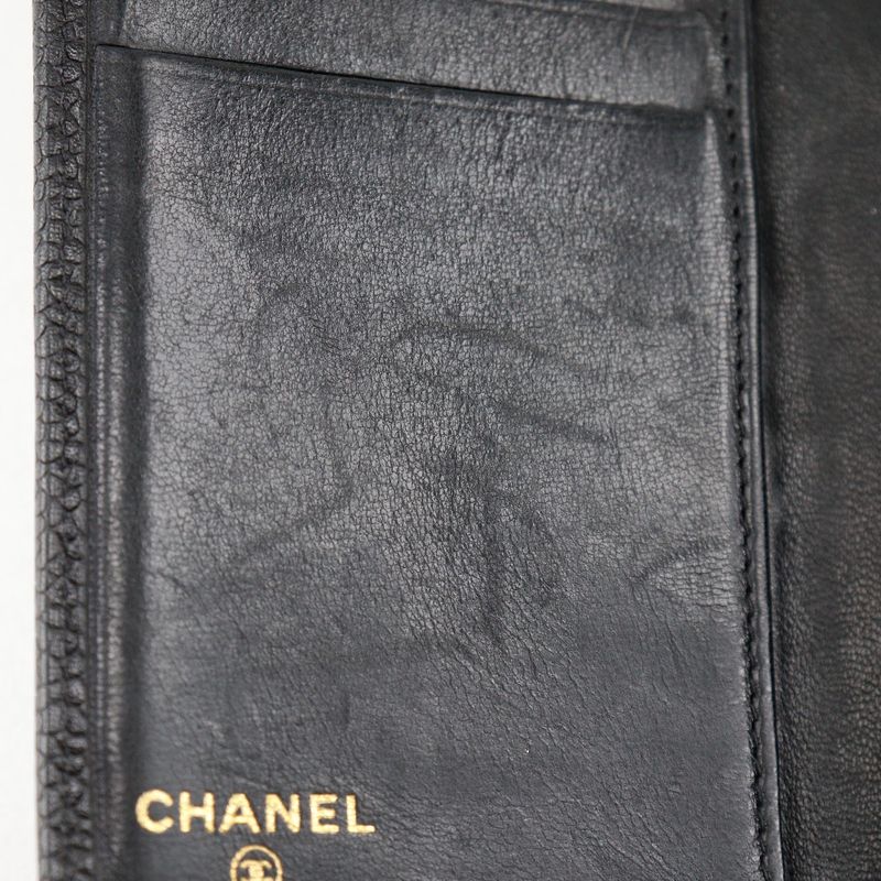 Chanel Coco Mark Card Case Caviar Leather Black Business Holder — view 9