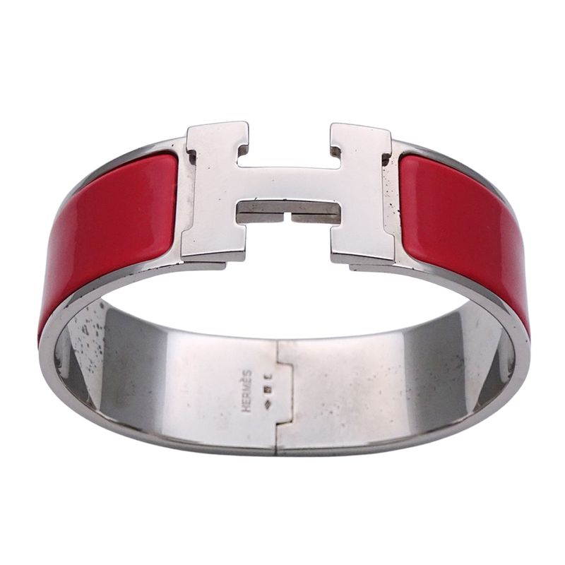 Hermes Bangle Click Classic H GP Silver Red Classy Fashionable — view 3