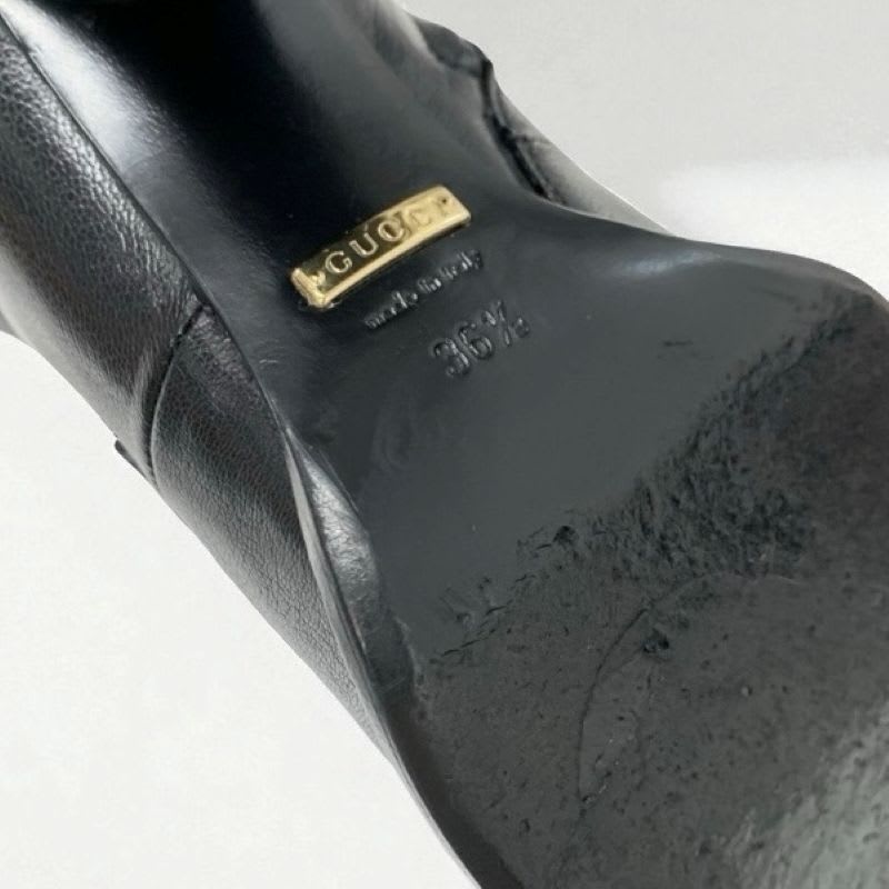 Gucci Boots Short Shoes Leather Black Gold Chain Belt — view 9