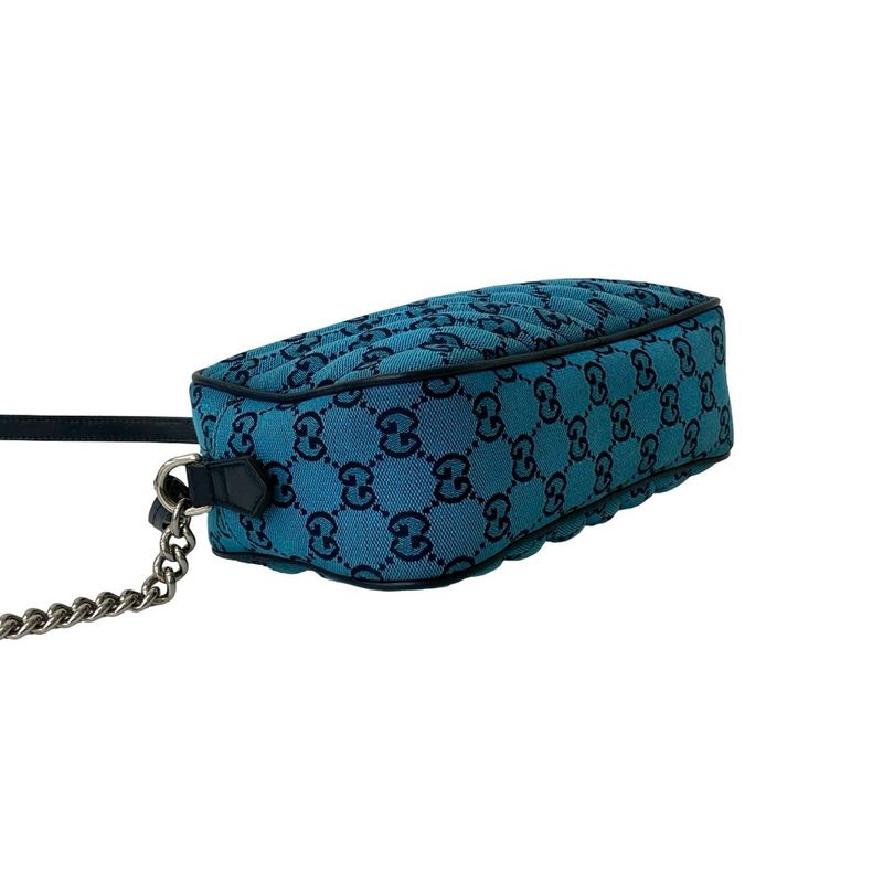 Gucci GG Marmont Canvas Leather Chain Shoulder Bag Pochette — view 8