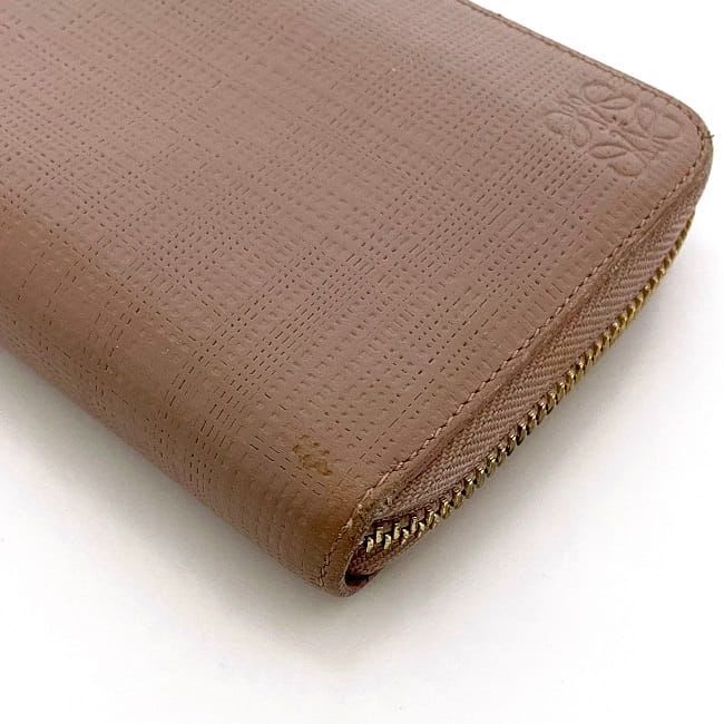Loewe Round Zipper Long Wallet Pink Linen — view 6
