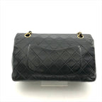 Chanel CC Logo Quilted 25 Double Flap Chain Lambskin Shoulder Bag Black — view 2