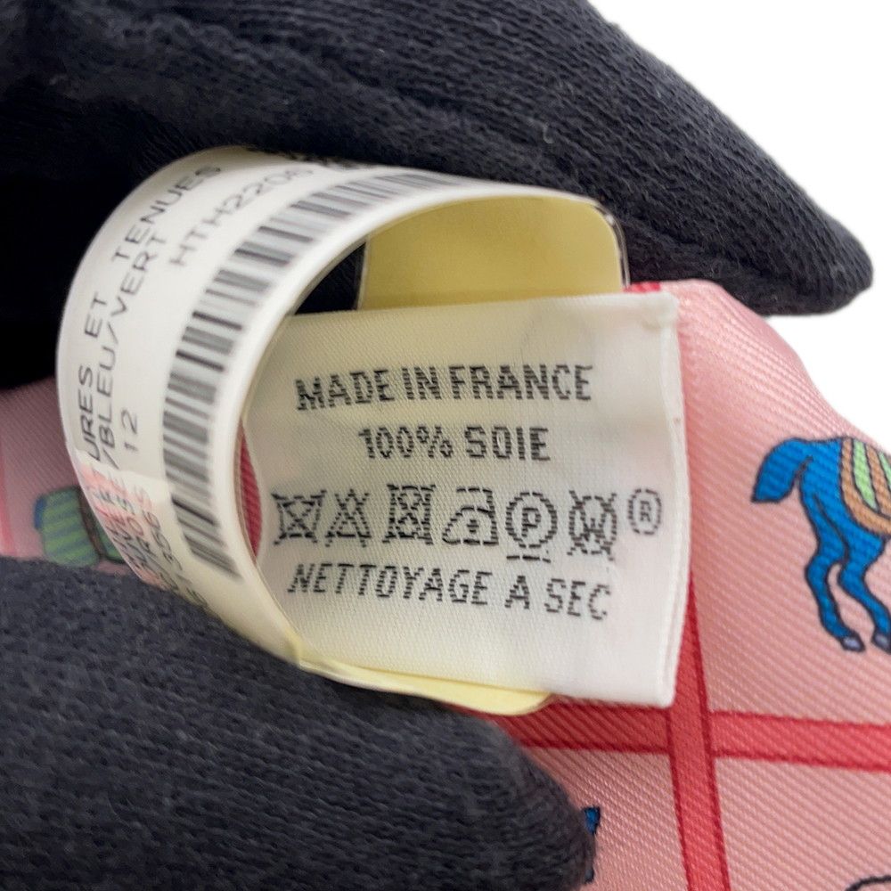 Hermes Scarf Twill Horsewear Couvertures Et Tenues de Jour Silk Rose Blue Veil — view 7