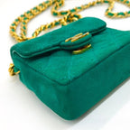 Chanel Suede Mini Chain Shoulder Bag Green — view 5