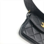 Chanel CC Logo Push Lock Mini Quilted Waist Pouch Black — view 4