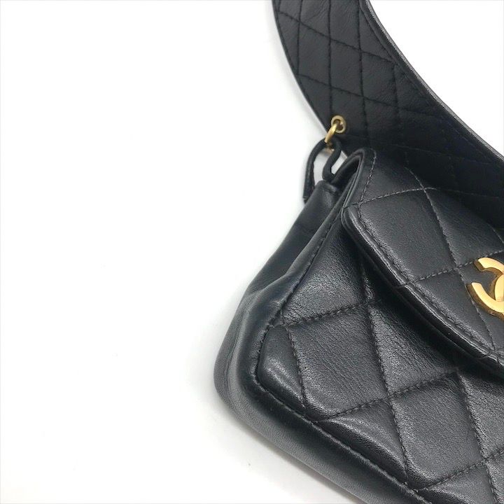 Chanel CC Logo Push Lock Mini Quilted Waist Pouch Black — view 4