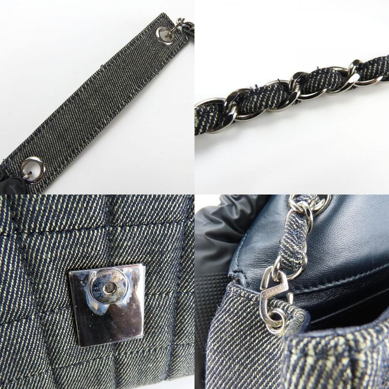 Chanel Shoulder Bag Chocobar Denim Navy Silver Hardware 7 th — view 6