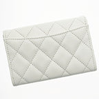 Chanel Quilted White Card Case Coco Mark Caviar Leather — view 3