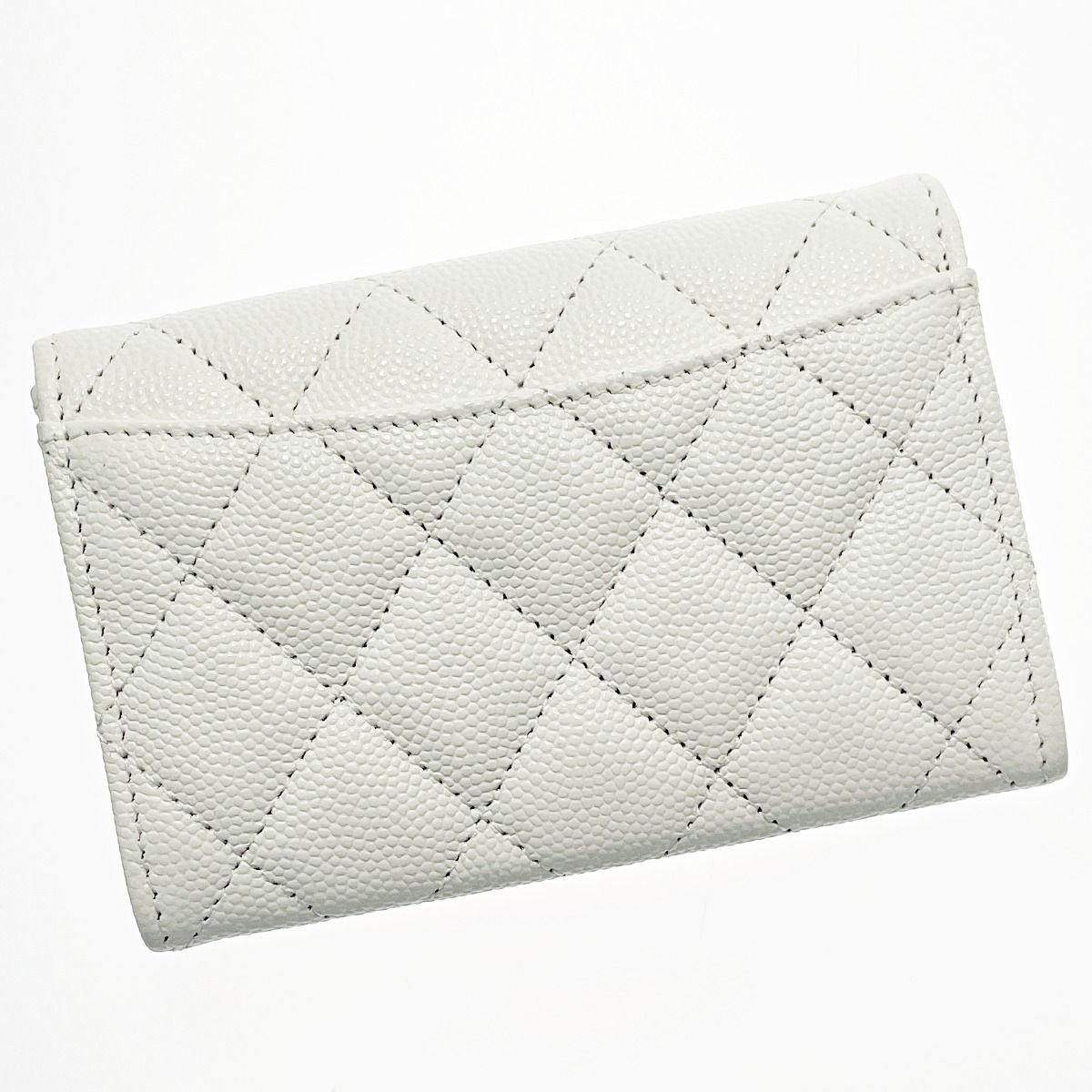 Chanel Quilted White Card Case Coco Mark Caviar Leather — view 3