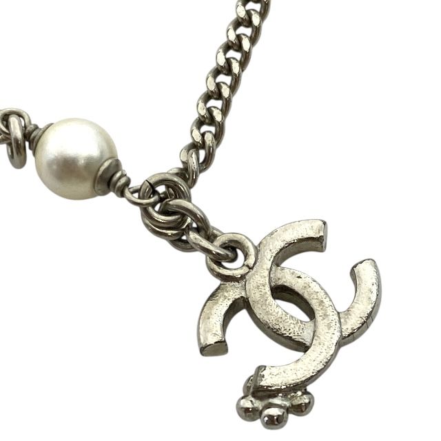 Chanel Bracelet C21 B Coco Mark Accessories Jewelry Faux Pearl Rhinestone Silver — view 7