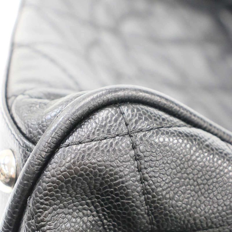 Chanel Quilted Caviar Leather Mini Boston Bag Black — view 8