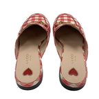 Gucci Prince Town Flat Shoes Fabric Red White Gold Mule Slipper Sandals Check — view 5
