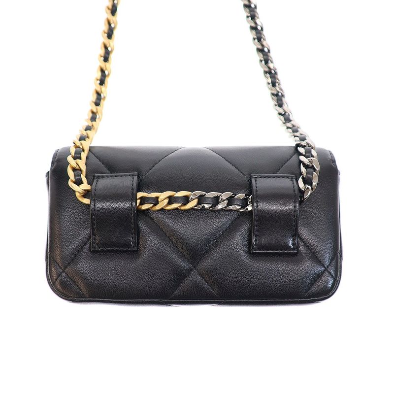 Chanel 19 Chainbelt Bag Chain Belt Waist Ap3774 Black — view 2
