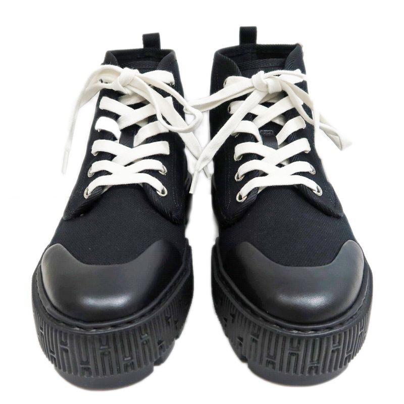 Hermes Short Boots Itinerelle Size 37.5 Black Canvas Shoes — view 3
