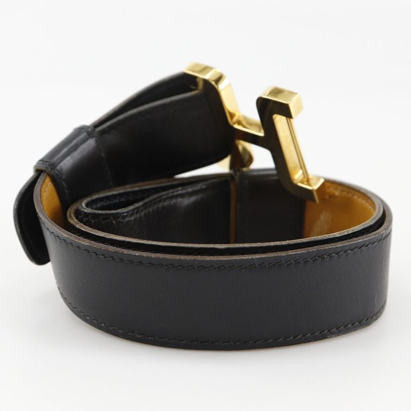 Hermes H Belt Vintage Calf and Gold Plated Black 00 g — view 4