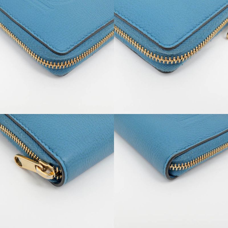 Gucci Logo Zip Around Wallet Blue Long Leather — view 5