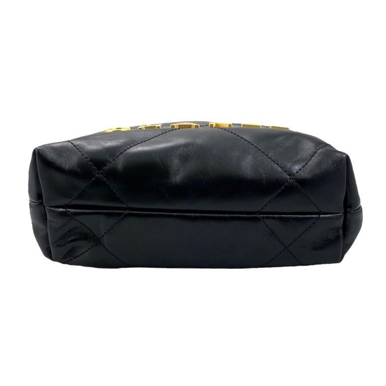Chanel Shoulder Bag 22 Mini As3980 Shiny Calfskin Black Chain Gold Hardware — view 5