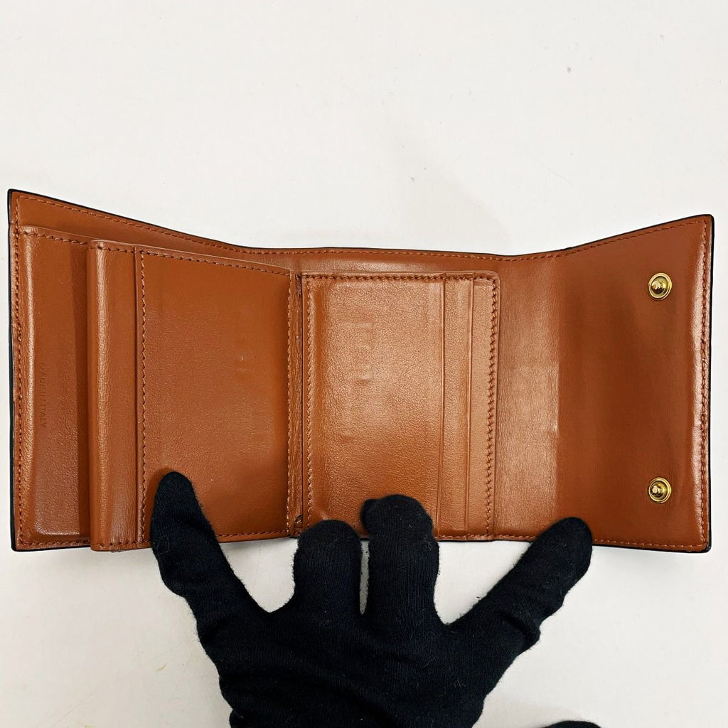 Celine Triomphe Brown Trifold Wallet Gold Hardware — view 4
